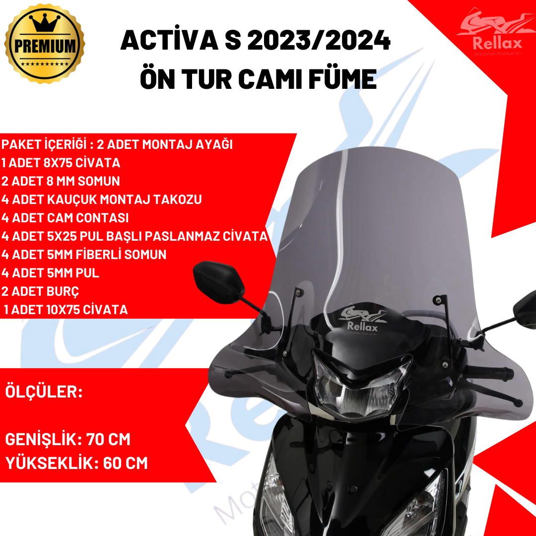 RELLAX Honda Activa 125 70X60CM Ön Cam  2023/2024 Uyumlu