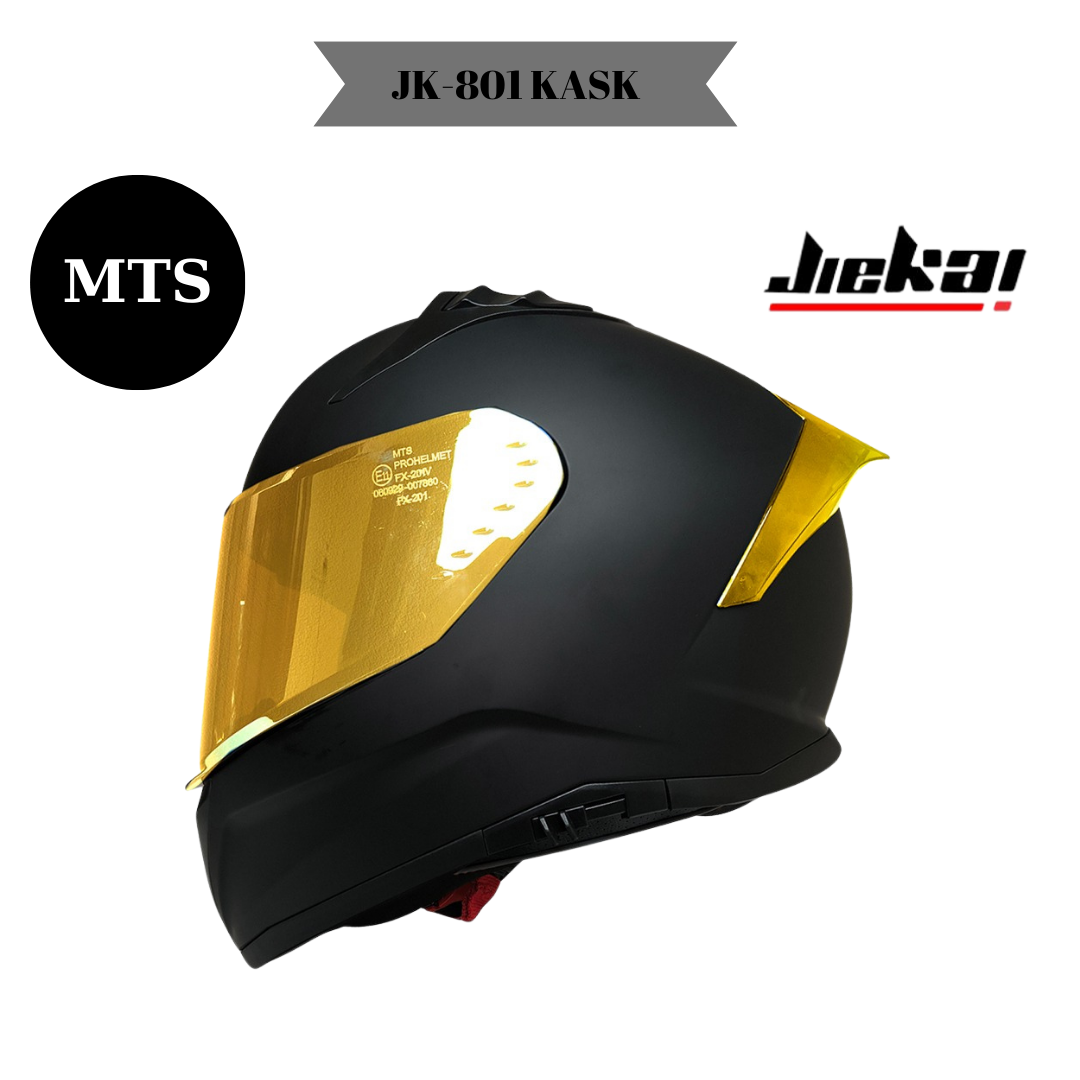 MTS J-801 MATT BLACK GOLD  FULFACE KASK GÜNEŞ VİZÖRLÜ C ONAYLI 