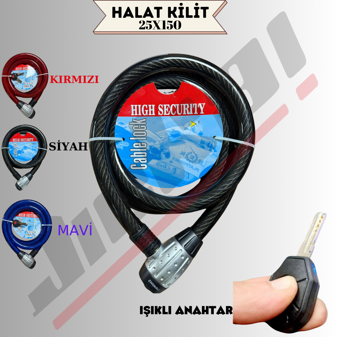 25X150 HALAT KİLİT  IŞIKLI ANAHTAR * SİYAH*